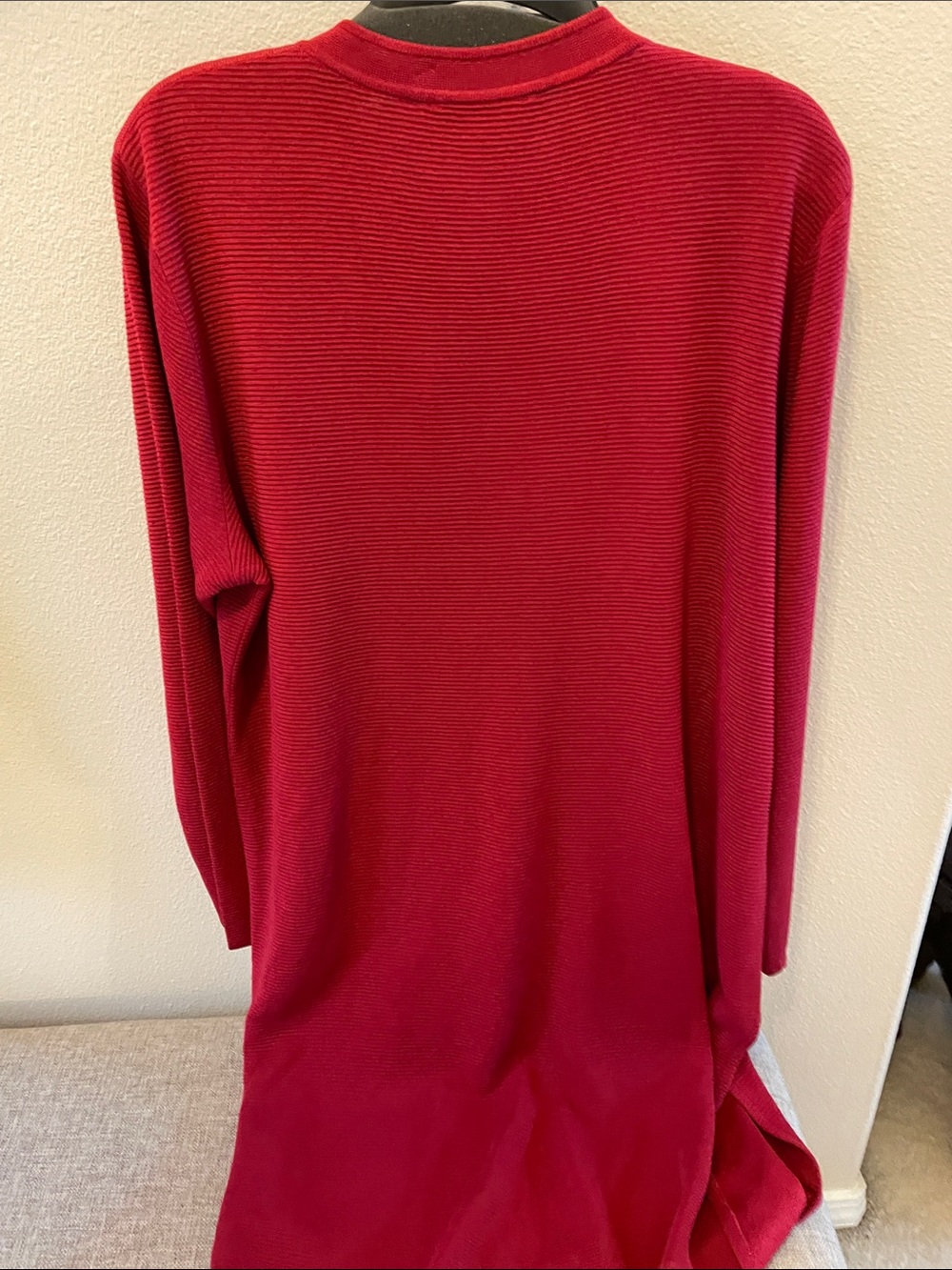 Misook Deep Red Long Ribbed Button Cardigan L - Picture 5 of 6